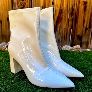 Wild Pair Glossy White Ankle Boots